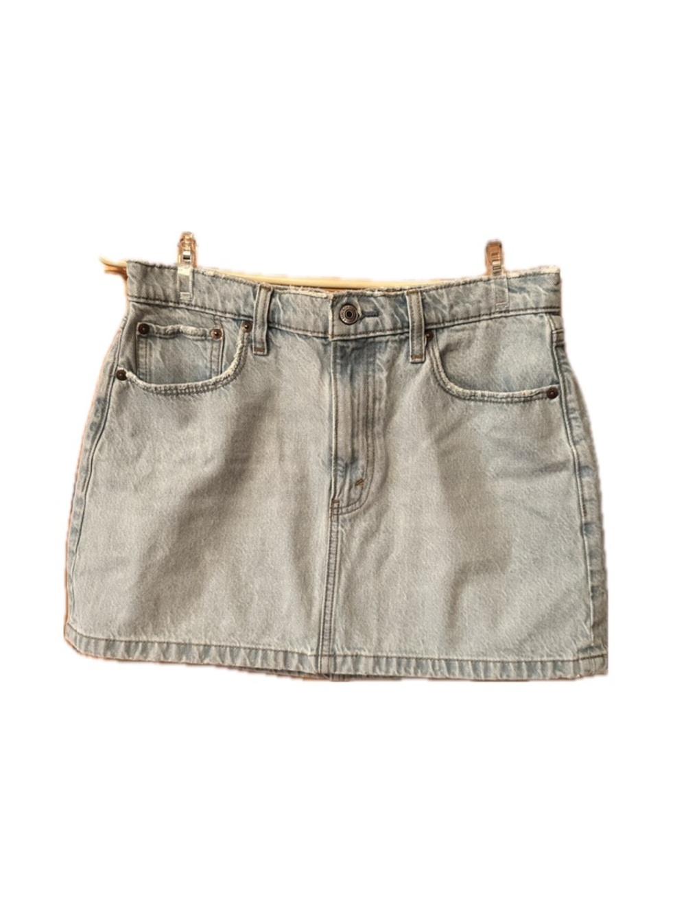 Abercrombie & Fitch High Rise Light Wash Denim Mini Skirt